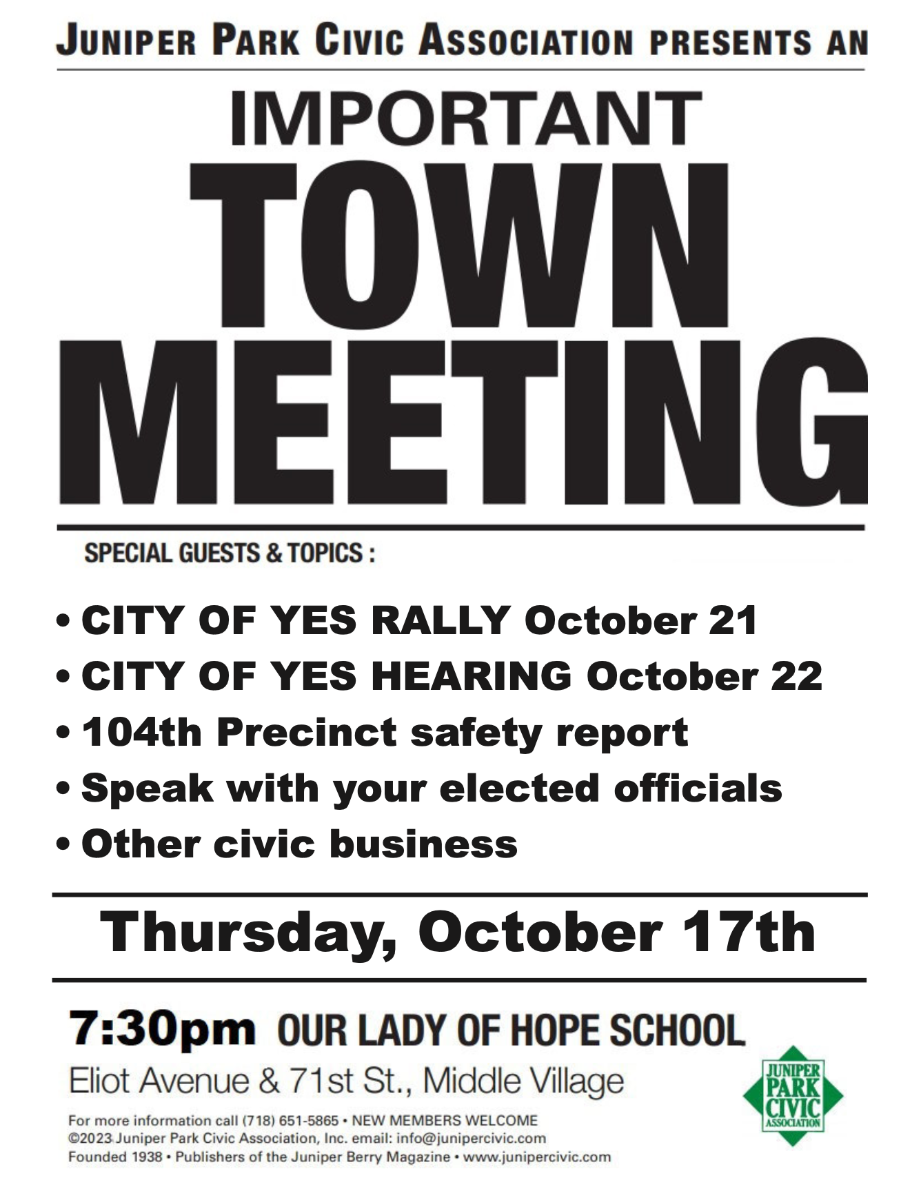 City of Yes City Council hearing taking place October 22 – sign up to speak